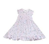 Vestito Ragazza Cotone Abito Midi Estivo Elegante Ragazze Bambina Stampato Vestiti Eleganti da Cerimonia Con Scollo Rotondo Comodo Abiti Estate Traspiranti Per Casual Spiaggia Festa Festivo 5-13 Anni