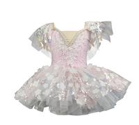 Vestito Ragazze da Balletto 1-14 Anni Vestiti Eleganti Bambina Senza Maniche Scollo V Abito Ragazza Elegante Scintillanti Glitter Moda Cerimonia Bambini Abiti Tulle Bambine Festa Uscire Competizione