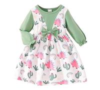 Vestito Renna Bambina - Il Fumetto di Natale del Manicotto Lungo delle Ragazze del Bambino Stampa i Vestiti dei Vestiti da Ballo del Vestito da Principessa (Green 4-5 Years)