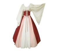 Vestito Rinascente per Donna - Verde Costume Medievale Donna Stile Retrò Gotico Vestito Vittoriano Abiti Cosplay Vestito Vintage Donne per Carnevale Halloween Festa, rosso, L