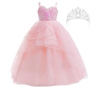 Vestito Rosa Bambina Carnevale Maschera Strega Glinda Witch Costume WITCH03