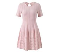 Vestito Rosa Corto A Maglia Con Gonna Svasata E Stile Bon Ton CF48354