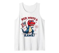 Vestito rosso bianco e Rawr carino dinosauro bandiera USA 4 luglio Canotta