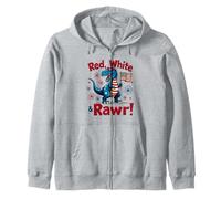 Vestito rosso bianco e Rawr carino dinosauro bandiera USA 4 luglio Felpa con Cappuccio