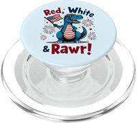 Vestito rosso bianco e Rawr carino dinosauro bandiera USA 4 luglio PopSockets PopGrip per MagSafe