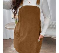 Vestito salopette in velluto a coste con tasche aggiuntive, senza maglietta, per l'inverno 0XL,1XL,2XL,3XL,4XLColore unicoVelluto a coste