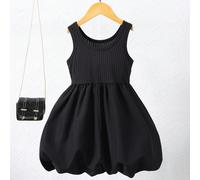 Vestito senza maniche carino e dolce per bambine di 4-7 anni, realizzato in tessuto a costine per una vestibilità comoda, gonna a bolle soffice per un'atmosfera da principessa giocosa, adatto per uso