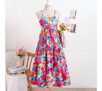 Vestito senza maniche con stampa floreale per ragazze pre-adolescenti, adatto per vacanze al mare, viaggi in resort o feste estive. La silhouette fluida e lunga e il tessuto leggero garantiscono comfo