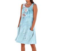 Vestito Sexy Donna Abbigliamento Curvy Estate Cotone Abiti Cotone Fashion Sconti 90 per Cento Casa Sportivi Prendisole Mare Vestiti Lunghi Donna Estivi Azzurro 3XL