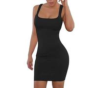 Vestito Sexy Donna Corto Estivo Tubino Elegante da Sera nero AM381-XL