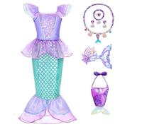 Vestito Sirenetta Bambina Costume Sirena Bambina Vestito Ariel Bambina Costume Ariel Bambina E Accessori Festa Costume Halloween Festa Di Natale Carnevale Cosplay Bambino Partito Vestito,A-100