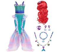 Vestito Sirenetta Bambina Vestito Da Sirena Bambina Costumi Sirenetta Principessa Ariel RagazzaCon Parrucche Abito Principessa Per Halloween Natale Carnevale Festa Di Compleanno Abito 01,130cm