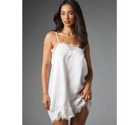 Vestito slip mini in raso con bordo in pizzo a ciglia, scollo a cuore, elegante camicia da notte da sposa per la luna di miele L,M,S,XSColore unicoRaso
