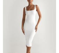 Vestito sottoveste bianco XL per donna, senza maniche, aderente