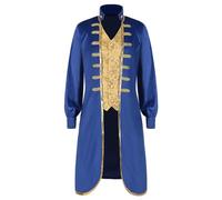 Vestito Strega Donna Cappotto da Uomo in Tinta Unita Moda retrò da Uomo con Colletto alla Coreana Parrucca E Costume Cosplay di Mikan Tsumiki(Blue,XXL)