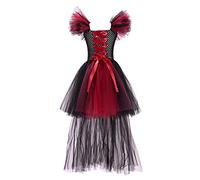 Vestito Strega Halloween Bambina Costume Strega Bambina Vestito con mezza gonna tutù cappello scopa per zucca fascia per capelli gatto zucca Accessori Carnevale Halloween Cosplay