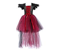 Vestito Strega Halloween Bambina Costume Strega Bambina Vestito con mezza gonna tutù cappello scopa per zucca fascia per capelli gatto zucca Accessori Carnevale Halloween Cosplay