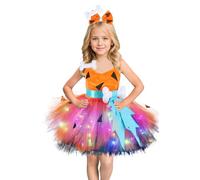 Vestito Strega Halloween Bambina Costume Strega Bambina Vestito con mezza gonna tutù cappello scopa per zucca fascia per capelli gatto zucca Accessori Carnevale Halloween Cosplay