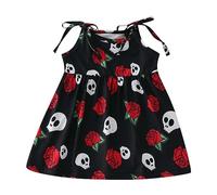 Vestito Strega Halloween Bambina - Il Fumetto di Halloween Senza Maniche delle Ragazze del Bambino Stampa i Vestiti del Vestito dalla Principessa (Black 12-18 Months)