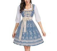 Vestito tradizionale bavarese da donna, vestito Dirndl a maniche corte con top in pizzo con grembiule attaccato, set da 3 pezzi da donna bavarese per Oktoberfest birra, travestimento per carnevale