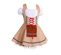 Vestito tradizionale bavarese per bambine da 3 a 12 anni per Oktoberfest bavarese, cachi, 14-16 anni
