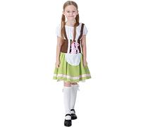 Vestito tradizionale bavarese per bambine e ragazze, costume tradizionale bavarese Dirndl della birra, vestito e accessori di abbigliamento, per festival della birra tedesca, verde, 5-6 anni