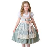 Vestito tradizionale bavarese per bambine, vestito medievale da principessa Renaissancedresses, abbigliamento tradizionale tedesco, Verde, 11-12 Anni