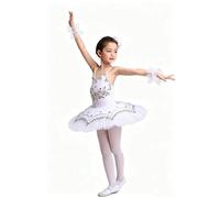 Vestito Tutu Danza Classica Bambina Costume Professionale da Performance per Saggio E Concorso,Bianca,140cm