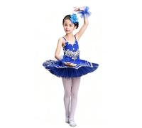 Vestito Tutu Danza Classica Bambina Costume Professionale da Performance per Saggio E Concorso,Dark Blue,130cm