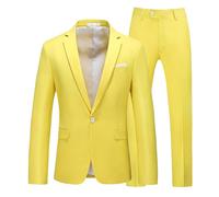 Vestito Uomo Elegante 2 Pezzi Suit Slim Fit Completo Formale In Puro Colore Tuta Con Un Bottone Giacca Gilet Pantaloni Abito Da Sposa Con Tasche Chic Classica Blazer Vintage Per Matrimoni E Affari