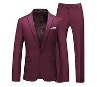 Vestito Uomo Elegante 2 Pezzi Suit Slim Fit Completo Formale In Puro Colore Tuta Con Un Bottone Giacca Gilet Pantaloni Abito Da Sposa Con Tasche Chic Classica Blazer Vintage Per Matrimoni E Affari