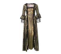 Vestito Vittoriano Donna, Elegante Abito da Corte Medievale con Inserti in Pizzo e Maniche Svasate, Abito da Cosplay per