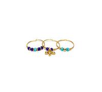Vestopazzo Anello 3 Fedine Ottone Dorato con Perline Blu, Regolabile, Nickel Tested, FIS13301