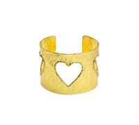 Vestopazzo Bigiotteria Collezione Donna, Bracciale Ottone Dorato con Cuori Bucati, Effetto Battuto, Ottone Dorato non Trattato Lucidato a Mano, Nickel tested. DD11154