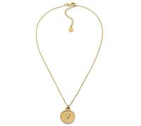 Vestopazzo Bigiotteria Collezione Donna, Collana Ciondolo Moneta con Cuore in Rilievo, Chiusura Regolabile Moschettone, Ottone Dorato non Trattato Lucidato a Mano, Nickel tested.