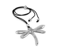 Vestopazzo Bigiotteria Collezione Donna, Collana con Filo Regolabile Nero, Pendente Libellula, Alluminio riciclato 100%, Nickel tested- Eco-friendly