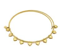 Vestopazzo Bigiotteria Collezione Donna, Collana Girocollo Rigida Aperta Regolabile, Cuori Pendenti Ottone Dorato non Trattato Lucidato a Mano, Nickel tested.