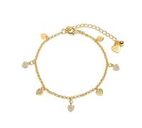 Vestopazzo bracciale con charms CUORE/STELLA/LUNA/ZIRCONI placcato in argento e in oro.Lavorazione artigianale.Nickel tested.Unisex (multi cuori pendenti oro)
