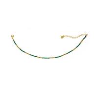 Vestopazzo, Cavigliera con Perline Verdi e Dettagli Ottone Dorato, Chiusura Regolabile, Nickel Tested, FIS14402