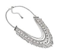 Vestopazzo COLLANA A 6 CATENE CON MIX DI ELEMENTI. PLACCATO IN ARGENTO NICKEL TESTED, LAVORATO A MANO. lunghezza 40+7 cm MI1105