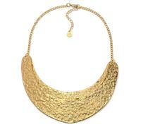 Vestopazzo collana due lastre.Catena con 2 placche mezzaluna modellate con effetto battuto.Nickel tested.Lavorazione artigianale.Unisex.DD00036, big, ottone