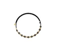 Vestopazzo, Collana Girocollo Perline Fiorellini Vetro Neri, Dettagli Ottone Dorato, Nickel Tested, FIS10000