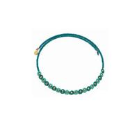 Vestopazzo, Collana Girocollo Perline Fiorellini Vetro Verde Acqua, Dettagli Ottone Dorato, Nickel Tested, FIS11000