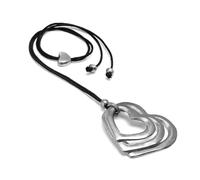 Vestopazzo collana pendente filo con 3 ciondoli a forma di cuore in alluminio 100% riciclato. Modello regolabile. Tg unica.Unisex