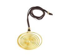 Vestopazzo, Collana Pendente Spirale, Ottone Dorato, Nickel Tested, Filo Marrone Regolabile, DD02009