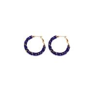 Vestopazzo, Coppia Orecchini Cerchio con Mini Perline Blu, Nickel Tested, FIS13203