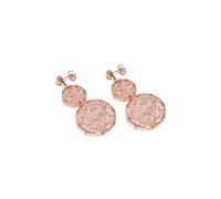 Vestopazzo, Coppia Orecchini Oro Rosa e Rame, Doppio Cerchio con Cristalli Rosa Cipria, Chiusura Farfalla, NIckel Tested, MRG3018