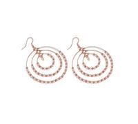 Vestopazzo, Coppia Orecchini Oro Rosa e Rame, Multicerchio con Cristalli Rosa Cipria, Chiusura ad amo, Nickel Tested, MRG3017