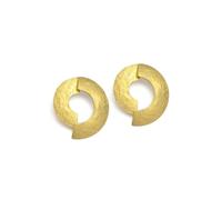 Vestopazzo, Coppia Orecchini Ottone Dorato, Chiusura Farfalla, 2 Semicerchi Battuti, Lavorazione Artigianale, Nickel Tested, DD16171