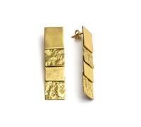 Vestopazzo, Coppia Orecchini Ottone Dorato, Chiusura Farfalla, Rettangolari Mix Placche, Lavorazione Artigianale, Nickel Tested, Lunghezza 5cm, DD16170